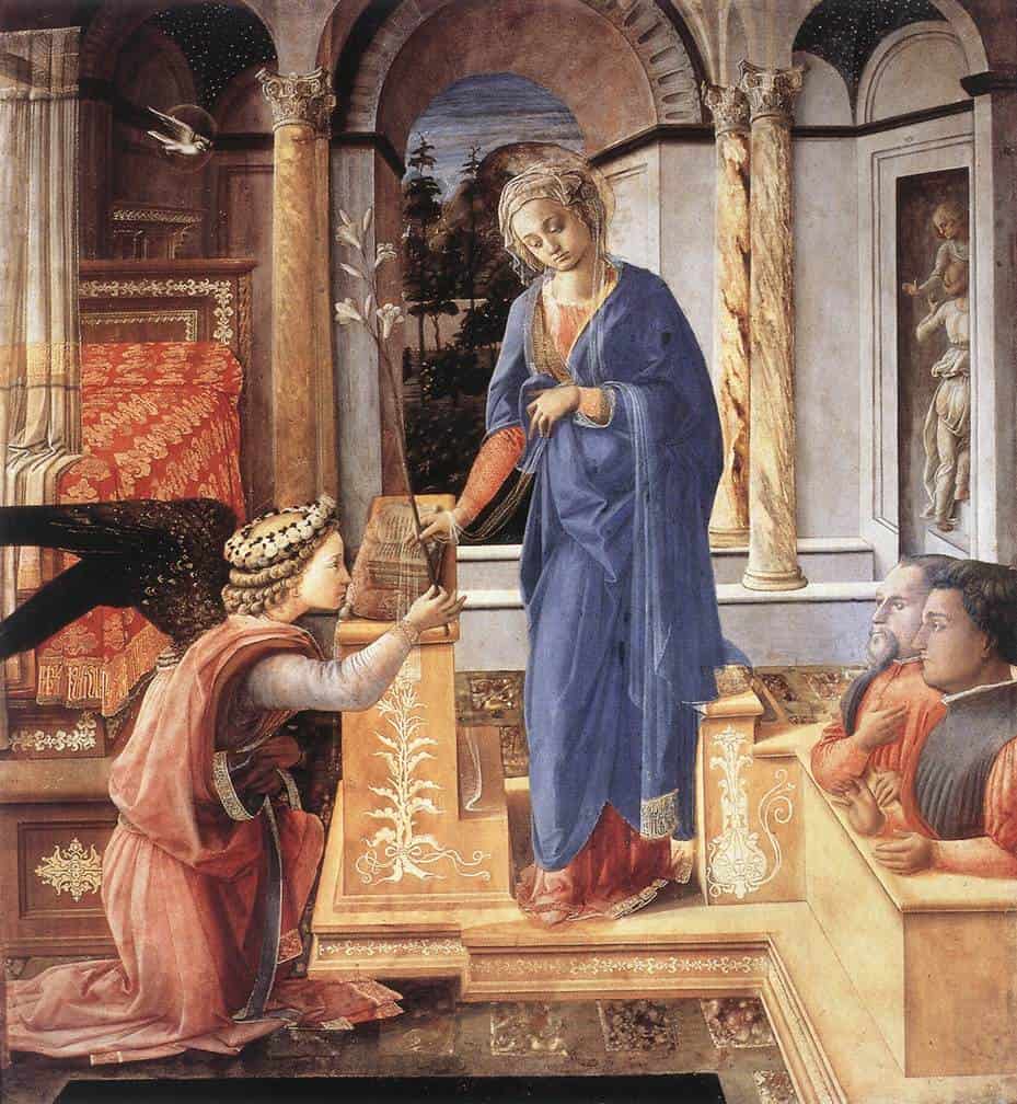 Благовещение с двумя коленопреклоненными донаторами. 1440 г.Фра Филиппо Липпи. Национальная галерея античного искусства, Рим. Масло. 
