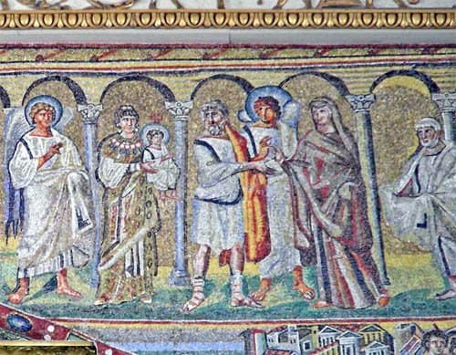 Сретение. Мозаика церкви Санта-Мария Маджоре в Риме. V век