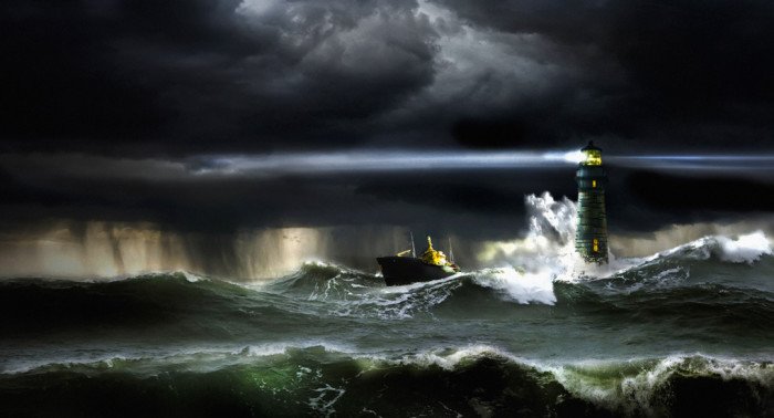 Lighthouse in Storm --- Image by © John Lund/Corbis