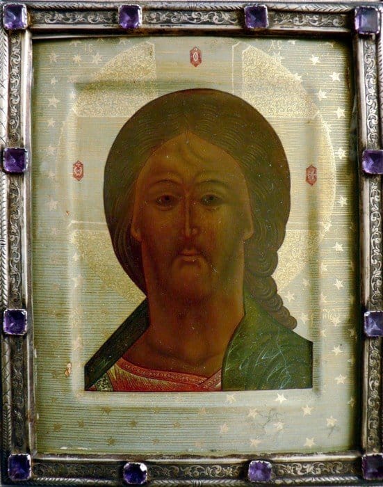 Икона, принадлежавшая Лескову с дарственной надписью. Лицевая сторона