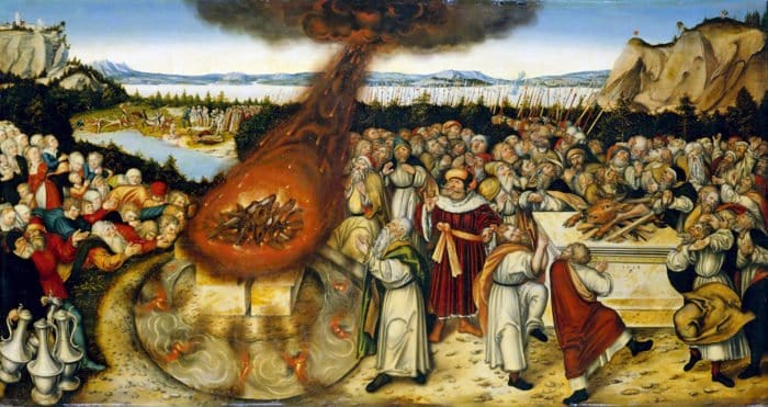 Пророк Илия и жрецы Ваала. Лукас Кранах (Младший). 1545 