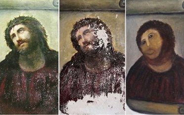 В Испании прихожанкой храма испорчена фреска XIX века