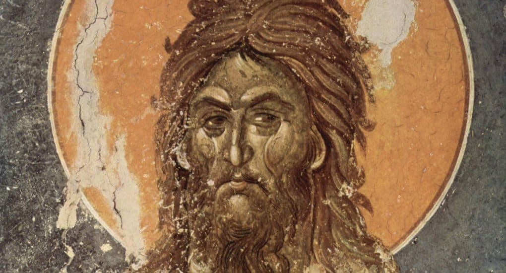 Иоанн Креститель.Православная фреска монастырь Грачаница
