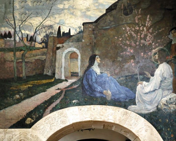 Христос и самарянка. Фреска Покровского храма Марфо-Мариинской обители